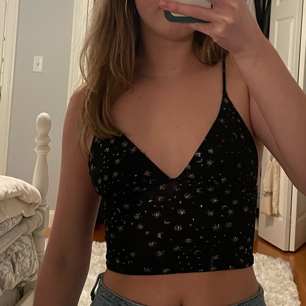 Urban Outfitters sparkly black crop top